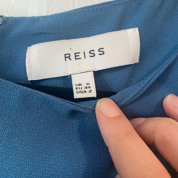 Reiss mist blue flutter sleeve fluted mini dress size 2 - Picture 5 of 7